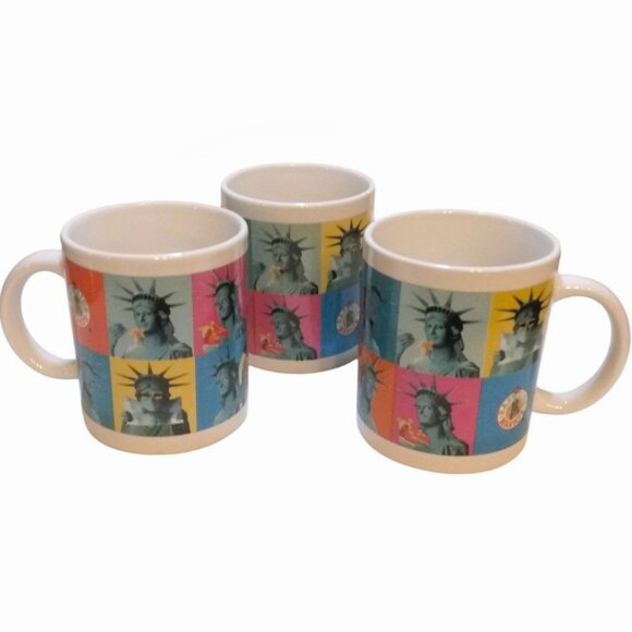 Vintage 90's Mother Parkers East Side Marios Lady Liberty Mugs-Set Of 3 - Picture 4 of 12